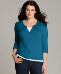 Style&co. Sport's plus size henley top is an ideal match for your casual bottoms-- it's an Everyday Value!