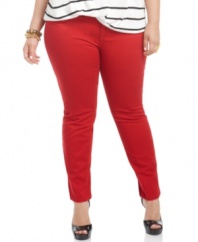 Liven up your denim with Baby Phat's plus size skinny jeans, finished by a cherry wash.