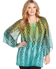 Add a vibrant feel to your casual wardrobe with Style&co.'s plus size tunic top-- complete the look with leggings.