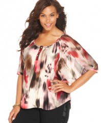 Highlighted by a bold print, Style&co.'s butterfly sleeve plus size top is an ideal partner for your neutral bottoms.