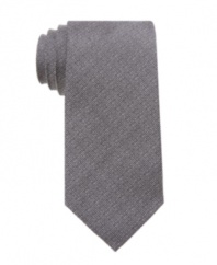 Try a patterned suit or shirt on for size -- this solid skinny tie from Ben Sherman grounds your look for a cool, clean finish.