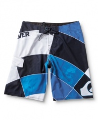 Cool color blocking gives these Quiksilver board shorts instant presence on the beach or boardwalk.