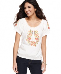 The sweetest floral embroidery gives Style&co.'s peasant top a spring-ready look! The low price makes it a must-have for every closet.