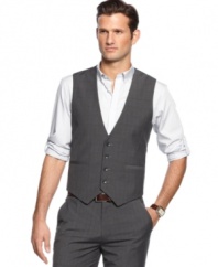 To the point. This micro-check patterned vest from Calvin Klein will guarantee your style will remain sharp.