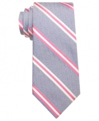 Refresh your work wardrobe. A pumped-up palette gives this striped skinny tie from Penguin extra presence.