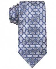 Rethink your pattern play. This geo tie from Geoffrey Beene brings your tie collection into modern territory.
