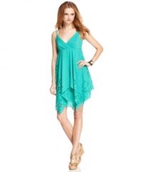 This Spense petite sleeveless handkerchief dress is the perfect choice for a fun summer night out! Pair it with sparkly jewelry and your favorite sandals for a complete ensemble. (Clearance)