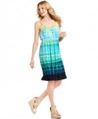 A new take on a Grecian-inspired petite dress from Style&co. A metallic-flecked, braided neckline and a tribal print give this classic a fresh look! (Clearance)