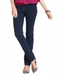 These petite skinny jeans from Style&co. are sure to be the foundation for many a fashionable ensemble. The solid dark wash is easy to pair with prints, neutrals, bolds and anything in between!