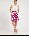 EXCLUSIVELY AT SAKS. Pretty painterly florals highlight this slim pencil silhouette finished with a front bow waistband.High waistband with bow accentFlat frontSlash pocketsCenter back zipperAbout 24 long97% cotton/3% spandexDry cleanMade in USAModel shown is 5'11 (180cm) wearing US size 4.