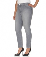 Trade in your blues for Not Your Daugther's Jeans' straight leg plus size jeans, finished by a gray wash and ankle zippers.