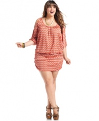 Flaunt your sexy side in Soprano's plus size mini dress, featuring cutout sleeves.