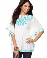 Go exotic with intricate embroidery and a flowing fit. Style&co.'s petite caftan looks as great with jeans as it does paired with your bathing suit at the beach! (Clearance)