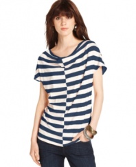 Casual cool: Seaside-inspired stripes adorn this petite top from DKNY Jeans for a fresh take on everyday style.