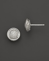 Diamond pavé adds sparkle to sterling silver stud earrings from the Classic Chain Kepang collection by John Hardy.