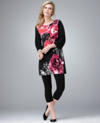 Simply sensational: Style&co.'s petite rhinestone-studded, floral-print tunic adds a romantic touch to your look!