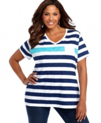 Style&co. Sport's short sleeve plus size top is a perfect addition to your weekend wardrobe-- pair it with your favorite jeans!