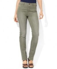 Designed for comfort and a flattering fit, these classic petite pants are distinguished by a sleek silhouette with a chic, elongated straight leg from Lauren by Ralph Lauren.