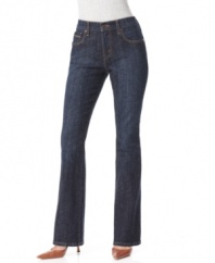 Add some glimmer to your blues with Levi's boot cut petite jeans, featuring studded pockets.