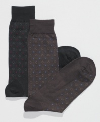 Play up pattern for your formal look with these printed dress socks from Club Room.