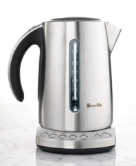 Faster than the stovetop, and easier too, this electric kettle from Breville boils with the best of them. Elegantly styled in gleaming stainless steel, you can choose from five preset temperatures for precision boiling and perfectly prepared drinks. One-year limited warranty. Model BKE820XL.