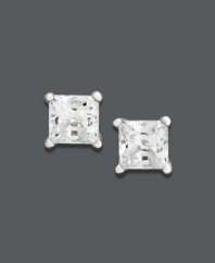 Simple, subtle, and completely glamorous. These must-have studs highlight near colorless princess-cut diamonds (1 ct. t.w.) set in 14k white gold. Approximate diameter: 5 mm.