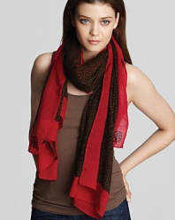 Go wild for this leopard printed scarf with a bright red contrast border.