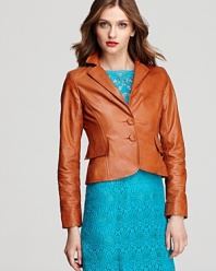 A Nanette Lepore leather jacket lends a luxe finish to your every day and night, boho-chic over daytime denim and lacy dresses.