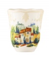 Lenox combines the vintage style of Butler's Pantry dinnerware with a quaint Italian landscape in the utterly charming Tuscan Village accent mug. An elegant classic for casual dining with a raised leaf design and fluted edge in creamy shades of ivory.
