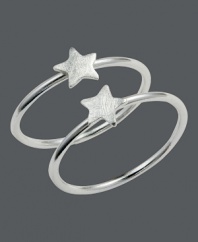 Shoot for the stars with chic, stackable style. These polished star rings by Unwritten fit neatly on top of one another. Crafted in sterling silver. Sizes 7 and 8.