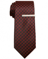 Get spotted. With a tonal dotted pattern, this Alfani RED skinny tie adds a note of texture to your dress wardrobe.