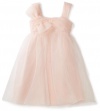 Us Angels Girl's 2-6X Organza Dress with Ruched Bodice, Blush Pink, 6