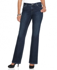 Style&co.'s best-loved petite jeans now feature a tummy control panel for a smooth look you'll love! The dark wash is ultra-flattering, too.
