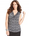 A draped neckline lends a chic finish to Charter Club's sleeveless plus size top-- wear it alone or as a layer.