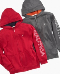 A simple layer evokes casual cool with these hoodies from Nautica with bold graphic detail.