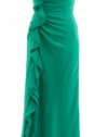 Aqua Bright Green Strapless Large Ruffled Front Long Gown 2