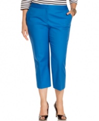 Look sleek and stylish with Charter Club's plus size slim leg pants, featuring a control panel for a flattering fit.