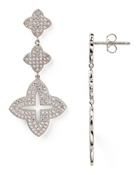 With delicate four-leaf shaped drops, Chrislu's crystal-encrusted clover earrings are good luck charm for the modern sophisticate.