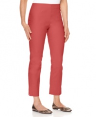 Channel classic style with these slim, cropped petite pants from Charter Club. A flat front and slimming tummy panel gives you a smooth silhouette and makes these ideal with tunics!