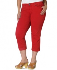 Refresh your style for spring with Silver Jeans' plus size capri jeans, flaunting a red wash! (Clearance)