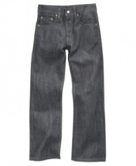 For the rough and rugged little guy who loves his faded blues. In a boot-cut style washed and worn for a lived-in look, these Levi's boys jeans are sure to be his favorite.