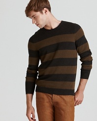 Greet the cool weather with a soft and comfortable sweater from Vince, featuring an understated stripe design and a rolled collar.