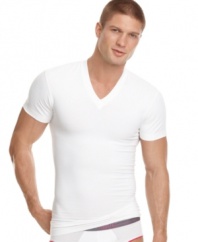 If you need a little bit of help keeping your shape in check, then this form-fitting v neck tee from SHAPE FORM by 2(x)ist offers the no-show assistance you're after.