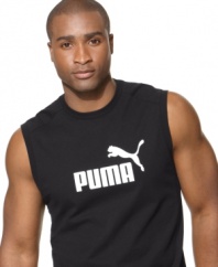 Exercise your right to bare arms in this sleeveless T shirt from Puma.