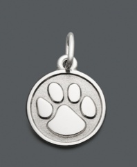 Portray your puppy love. This polished paw print charm by Rembrandt will make the perfect addition to your charm bracelet or necklace. Engravable charm crafted in sterling silver. Approximate drop: 3/4 inch.