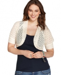 Shrug it off -- or on -- with American Rag's cute plus size crochet topper. Wear it with everything from a dress to jeans and a tank top!