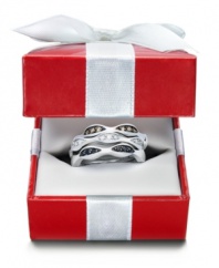 Get instant stackable style! Three chic rings have a stunning effect when worn alone or stacked on top of one another. Set in sterling silver, rings feature round-cut white diamonds (1/10 ct. t.w.) and black and champagne diamond accents. Sizes 6, 7, 8 and 9. Wrapped & ready to give in a red gift box; while supplies last.