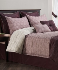 Rich shades of purple commingle with sumptuous texture in this Perry comforter set, featuring a quilted hexagonal pattern and solid accents for an overall classic appeal. Comes complete with everything you need to renew your room in coordinating style.
