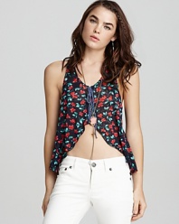 Free People Top - Izzy Floral Crochet Back Tank