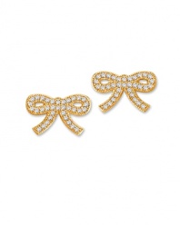 18k gold vermeil and cubic zirconia are all wrapped up in pretty bows on these feminine-fabulous earrings from Crislu.